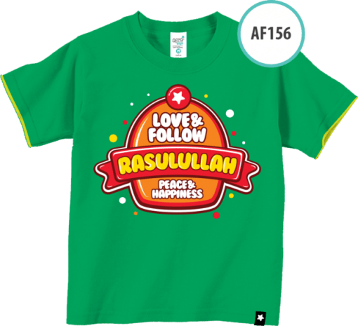 AF156 Kaos Anak Love & Follow Rasulullah, Peace & Happiness